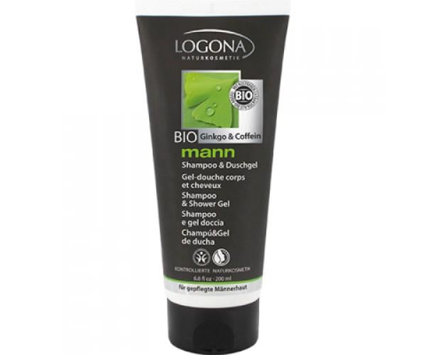 Шампунь чоловічий Logona Кофеїн і гінкго для волосся і тіла 200 мл (4017645027770)