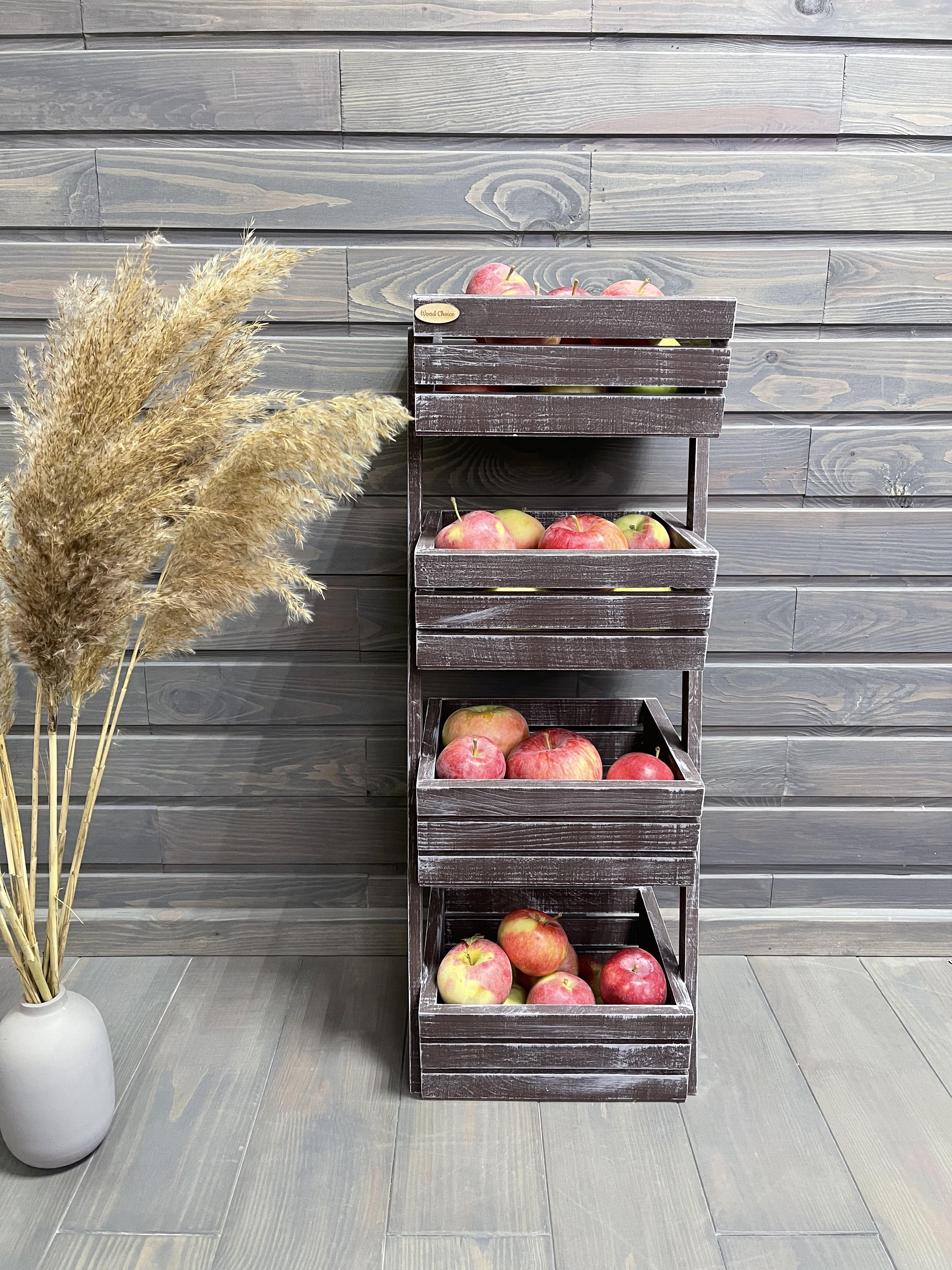 Ящик-фруктовница деревянная 4 яруса Коричневий (174) - фото 1