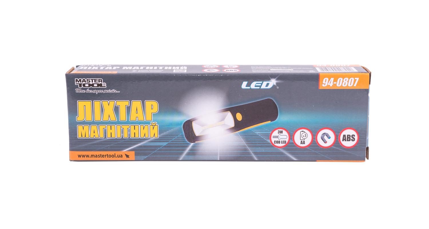 Ліхтар магнітний MasterTool тип LED Cob 3xAA 210х60х28 мм (94-0807) - фото 5