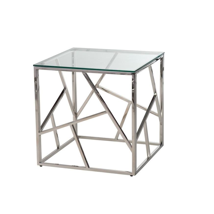Журнальний скляний столик Vetro CF-2 550х550х550 мм Прозорий/Сріблястий