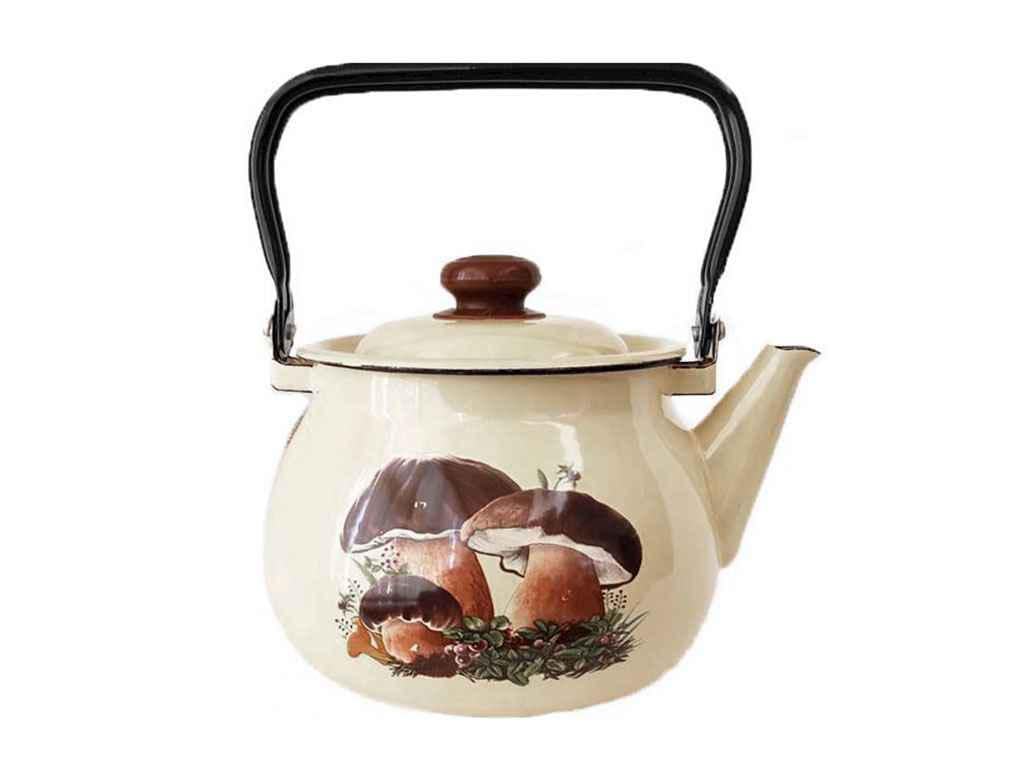 Чайник Idilia Грибы эмалированный 2,5 л Молочный (I2710/2)
