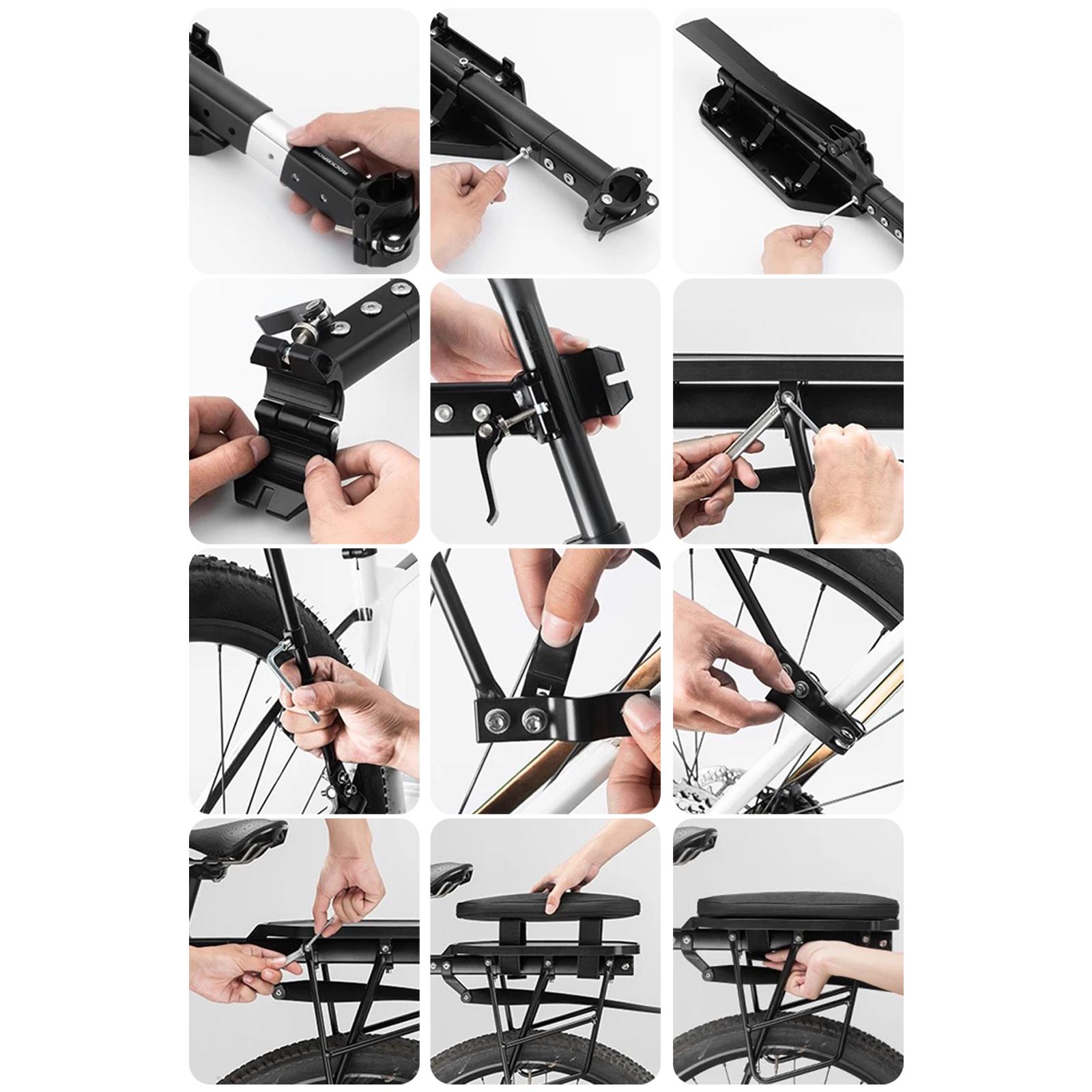 Багажник на велосипед с крылом и местом для фонариков ROCKBROS RBHJ для 26-29" Черный (RB-RBHJ-1-5523) - фото 7