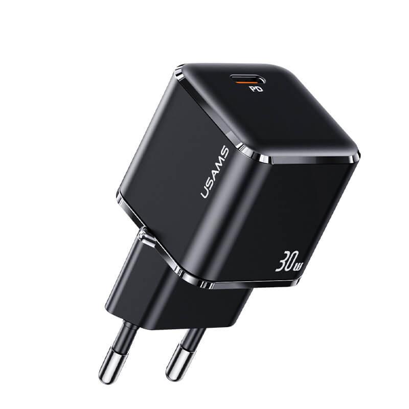 Адаптер сетевой USAMS Super Si Mini PD Fast 1C US-CC148 T45 |1Type-C, 30W/3A, PD/QC| black