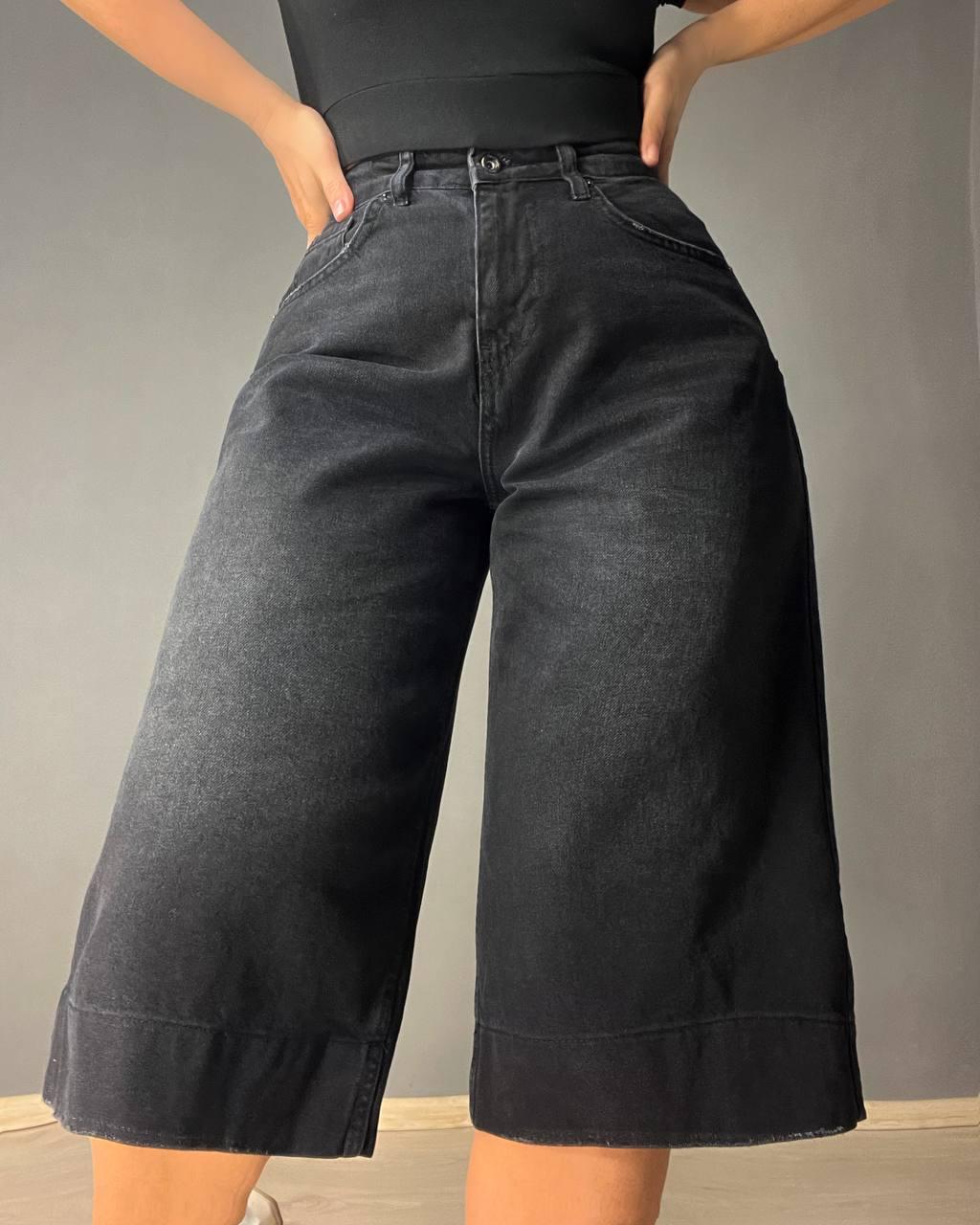 Шорты женские джинсовые Sherocco 400 бермуды длинные с высокой посадкой и манжетом р. 25 Черный (4261) - фото 8