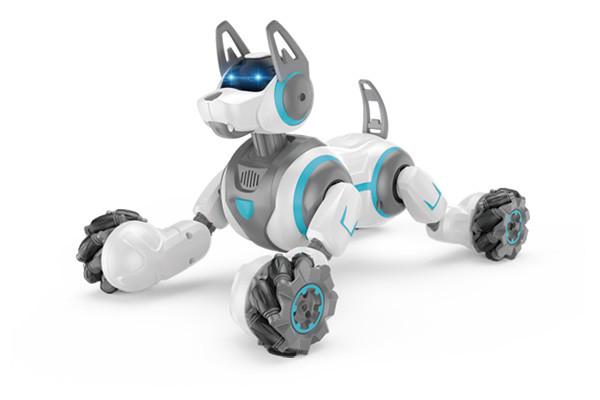 Интерактивная игрушка Syrcar Stunt Dog робот-собака на радиоуправлении Бело-серый (SUN7274)