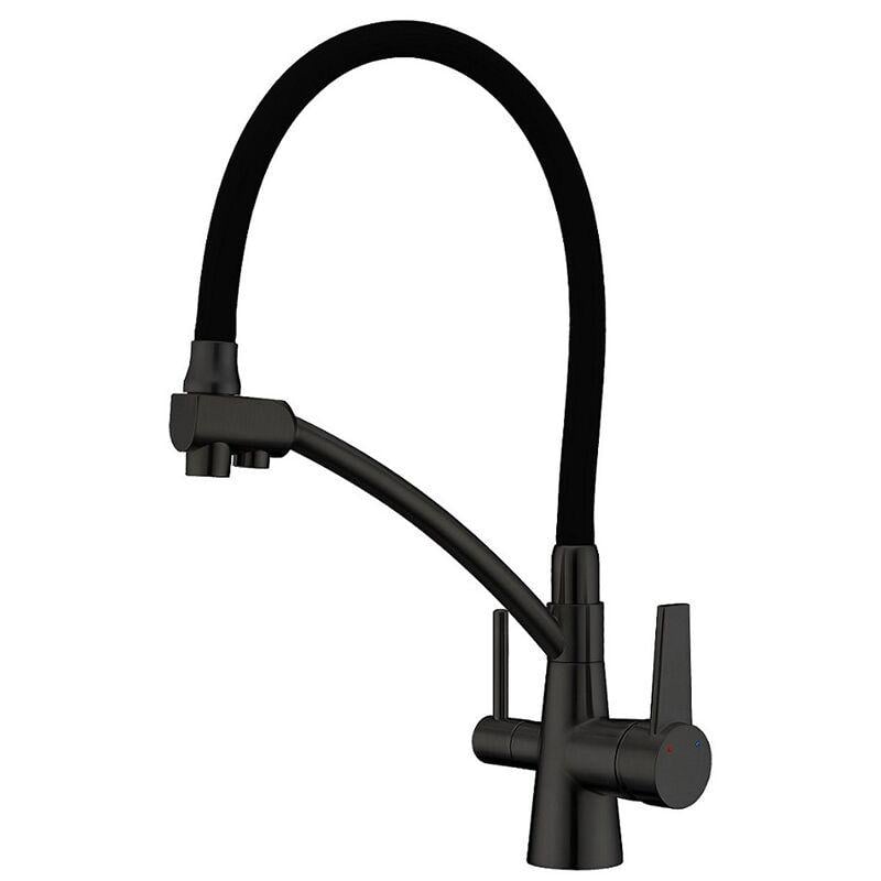 Смеситель для кухни KOER KB-72003-05 с силиконовым гибким изливом под фильтр Черный (KR3376)