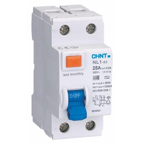 Дифференциальный выключатель NL1-63 2P 25A 30mA AC 6kA DB (200212)
