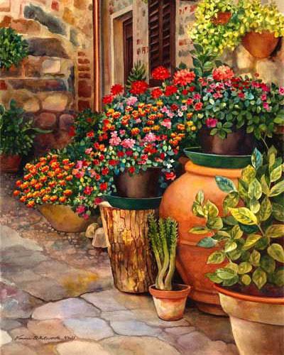 Алмазная мозаика на подрамнике Цветы в горшках 40x50 см (DM.079-pdr)