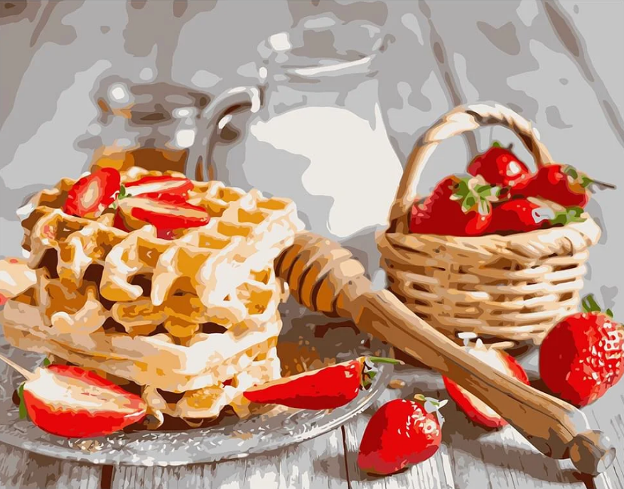 Картина по номерам Strateg Венские вафли с клубникой 40x50 см (VA-1574)