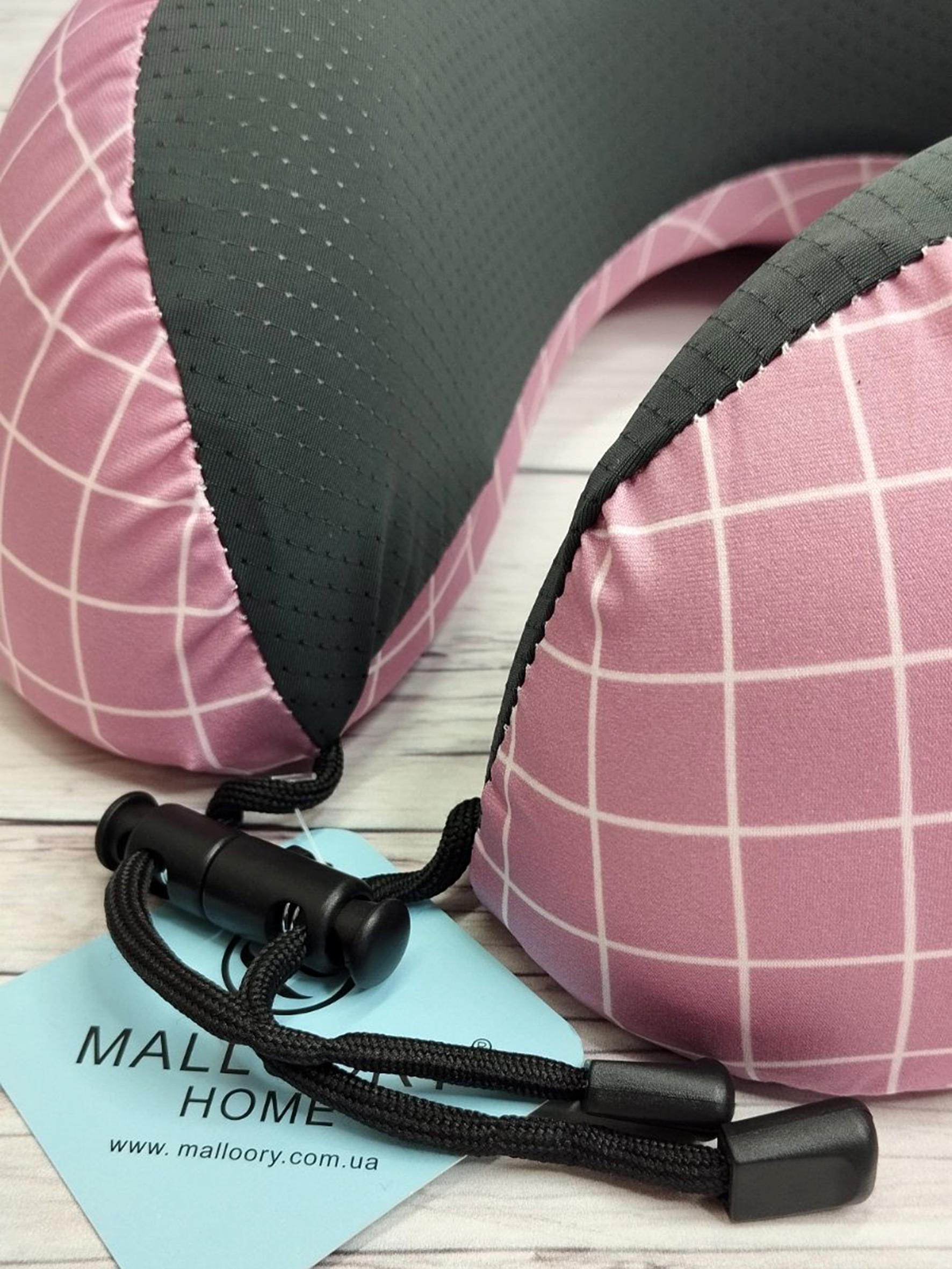 Подушка для путешествий Malloory Home в клетку 28х30 см Розовый (18571423) - фото 2 Подушка для путешествий Malloory Home в клетку 28х30 см Розовый (18571423) - фото 2