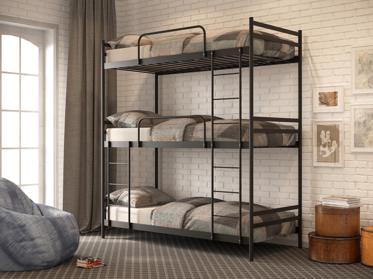 Ліжко TRIO L триярусне металеве 800х1900 мм (5522355)