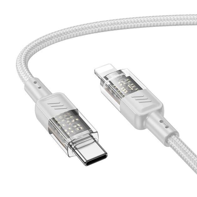 Кабель Hoco U129-1 Type-C to Lightning Spirit PD transparent charging data cable 27W 1,2 м Grey (20741442)