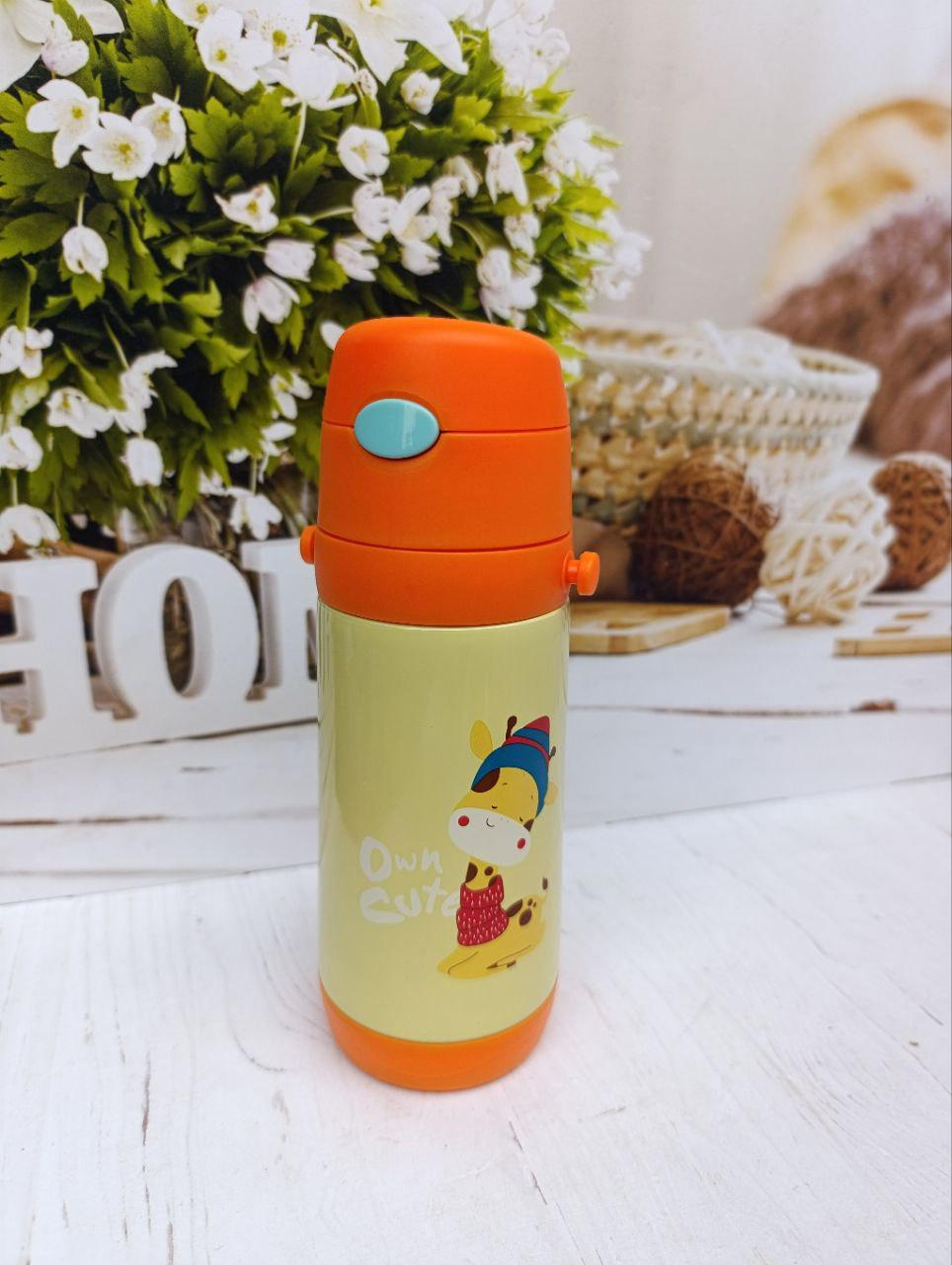 Термос детский Stenson MT-2090-50-3 с трубочкой из нержавеющей стали 500 мл Оранжево-желтый (MT-2090-50-3)