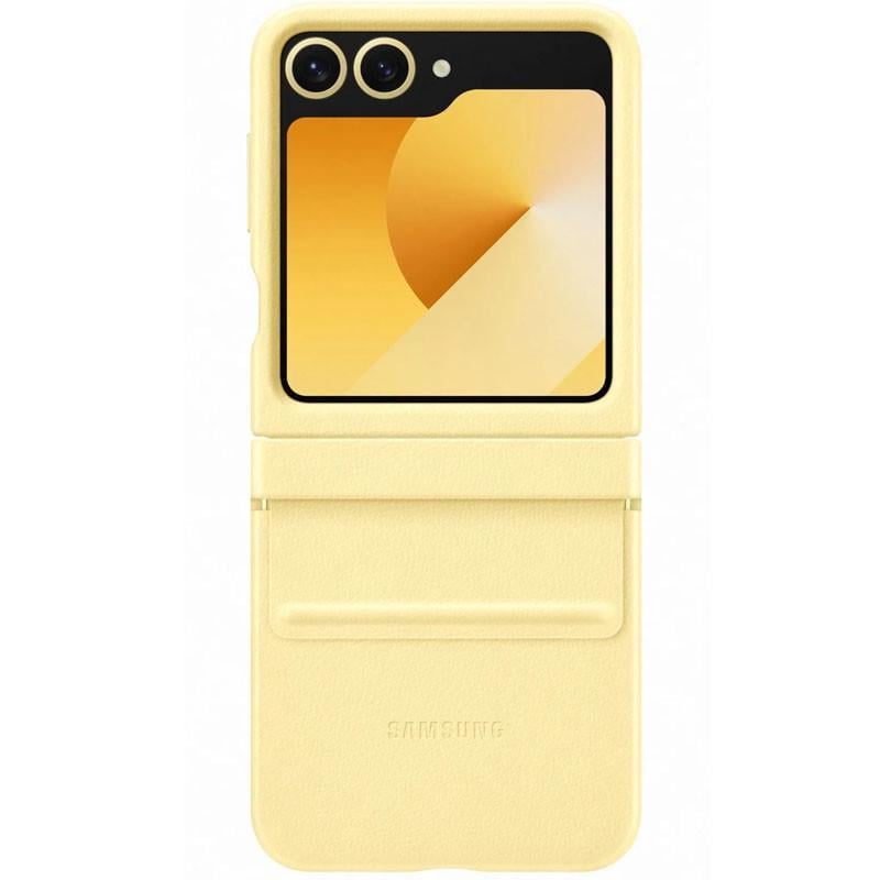 Протиударний шкіряний чохол Leather Case (AAA) Samsung Galaxy Z Flip6 Yellow