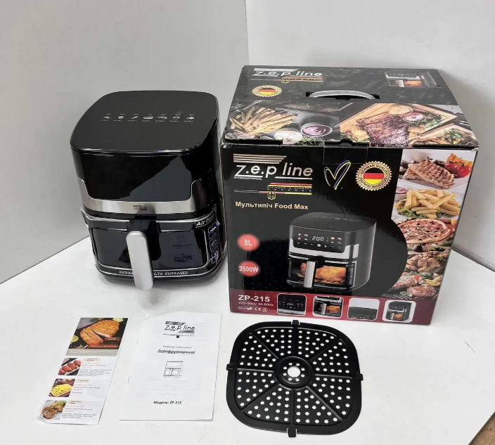 Аерогриль сенсорний Zepline з таймером 8 л 3500 Вт - фото 2 Аерогриль сенсорний Zepline з таймером 8 л 3500 Вт - фото 2