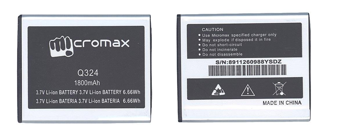 Аккумулятор для смартфона Micromax Q324 Bolt 3,7V 1800 mAh 6,66 Wh Black