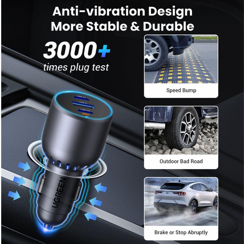 Зарядний пристрій автомобільний UGREEN 75 Вт Type-C/Type-C/USB PD3.0/QC4.0/PPS швидка зарядка Сірий (35024) - фото 4