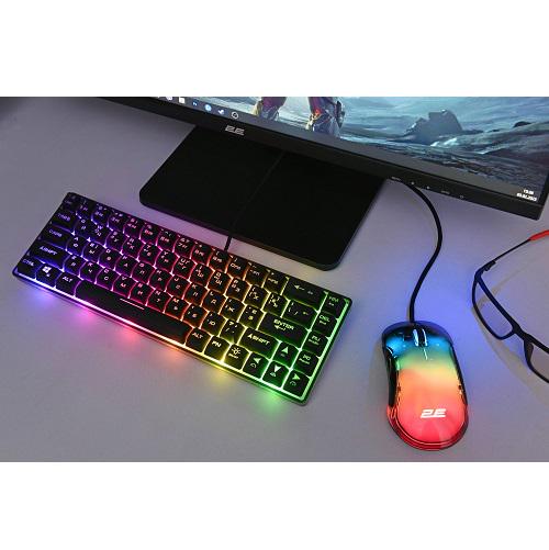 Клавиатура игровая 2E KG345TR Gaming RGB 68 key USB 2.0 Transparent ENG/RU/UA Black (12910048) - фото 7