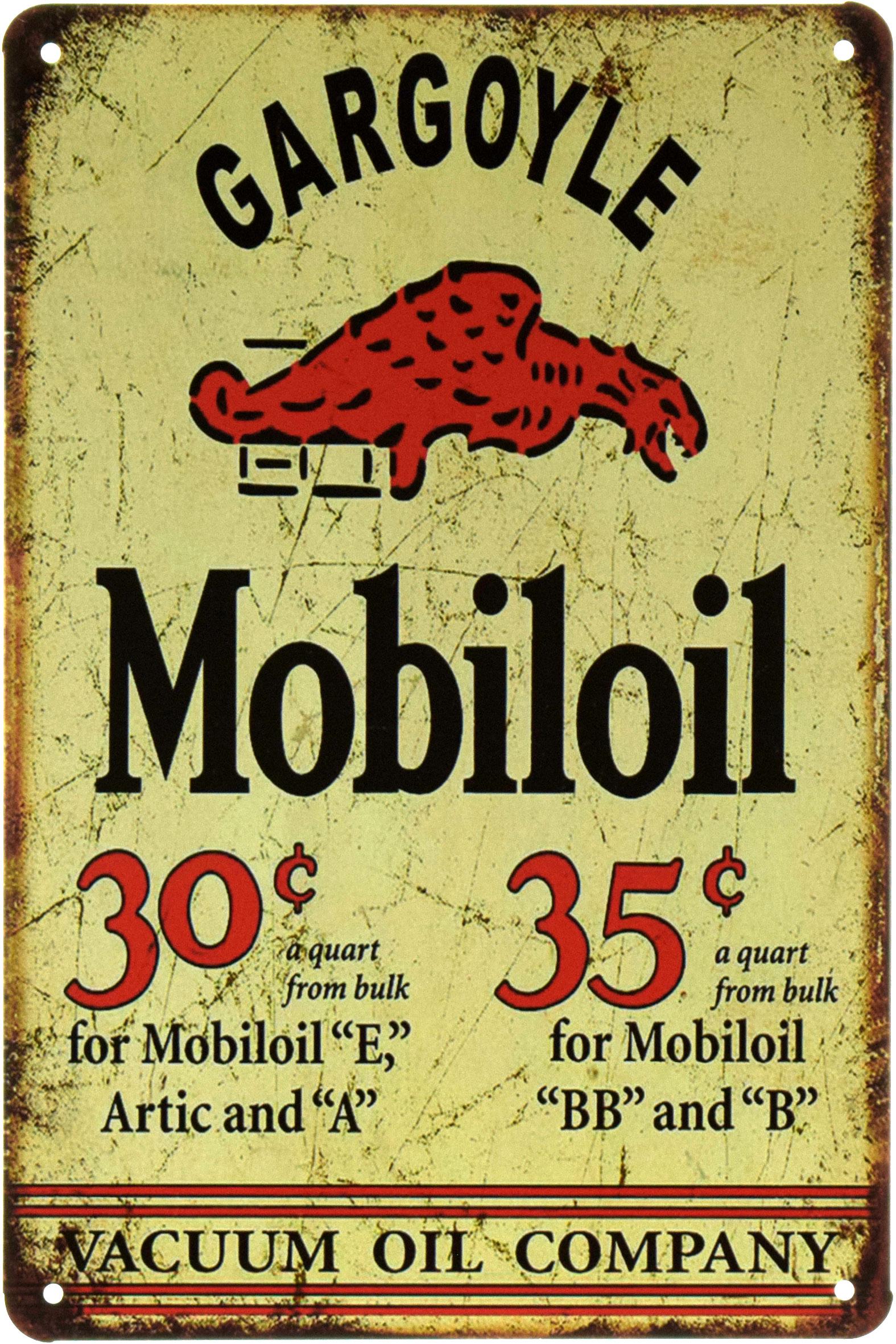 Табличка металлическая Gargoyle Mobiloil 20x30 см