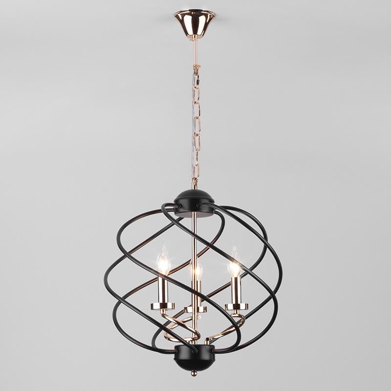 Люстра підвісна Light House NM-15877/3 FGD+BK Свічки на три лампи Золотий з чорним Люстра підвісна Light House NM-15877/3 FGD+BK Свічки на три лампи Золотий з чорним