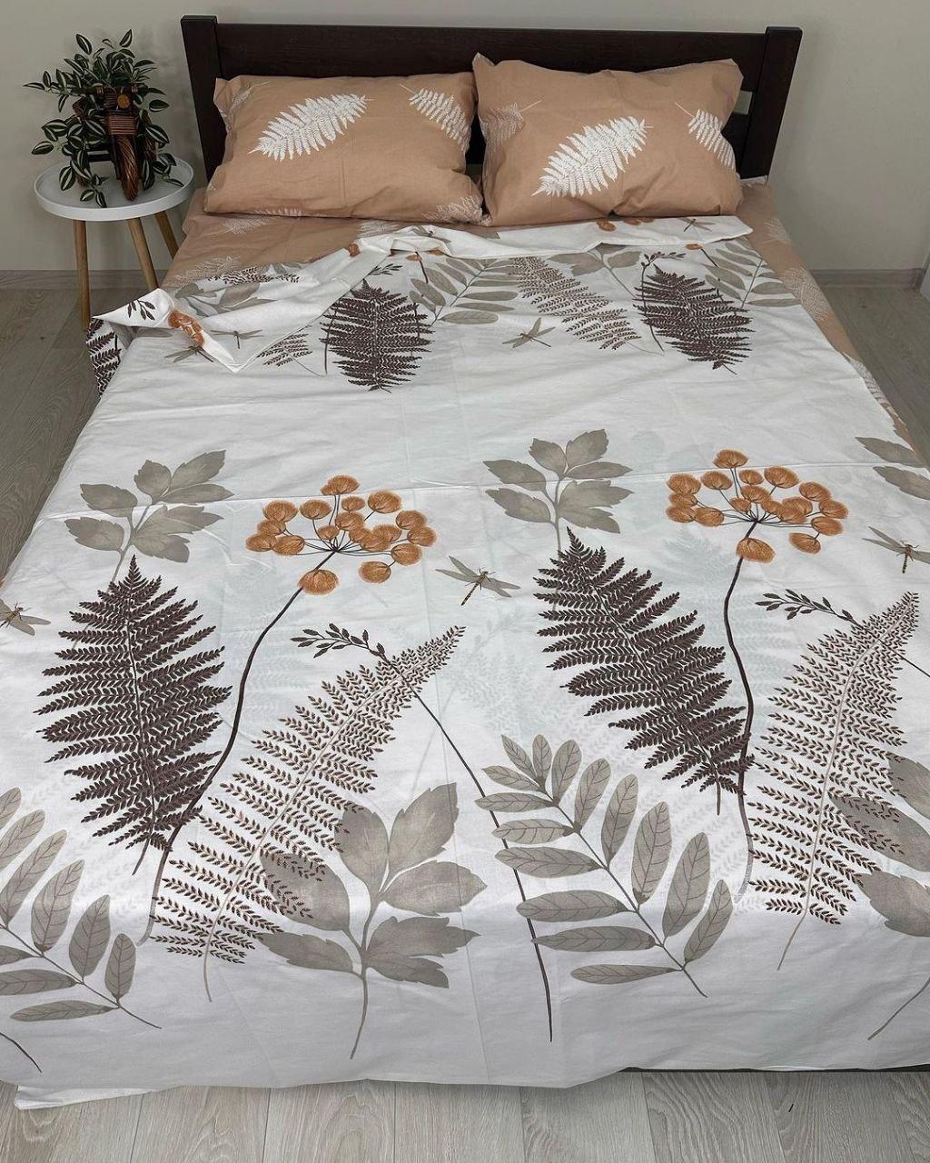 Комплект постельного белья бязь ранфорс двуспальный 175х210 см наволочка 50х70/70х70 см 2 шт. Коричневый с белым (24585213)
