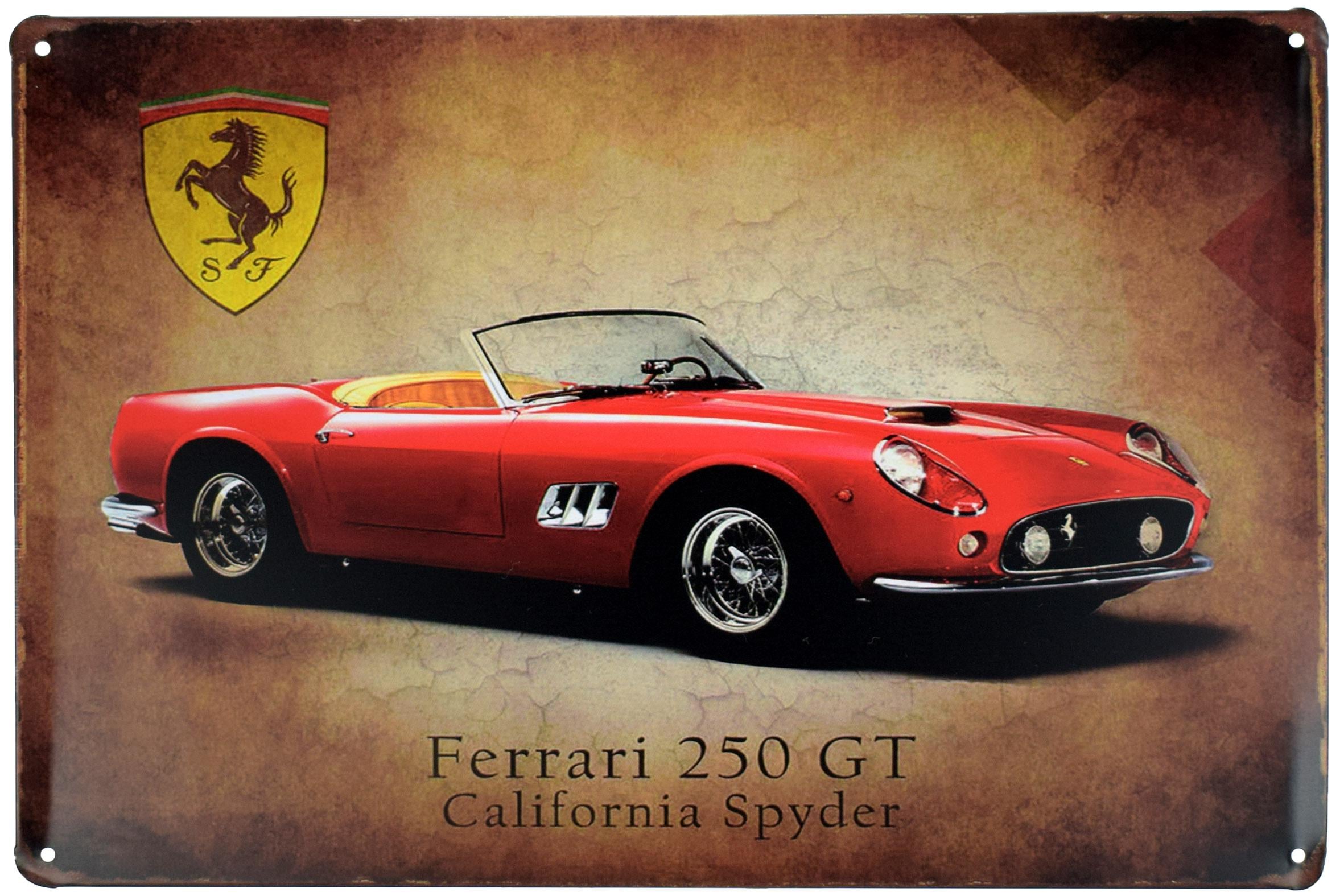 Табличка металлическая Ferrari 250 GT California Spider 20x30 см