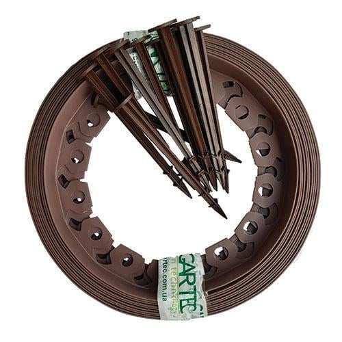 Бордюр садовий універсальний GARTEC 20 кілків для фіксації 10 м Коричневий