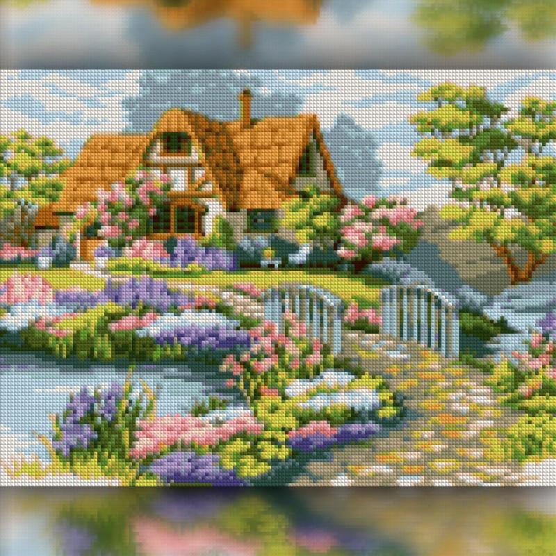 Алмазная вышивка The Wortex Diamonds Дом у ручья 30x40 см TWD30027