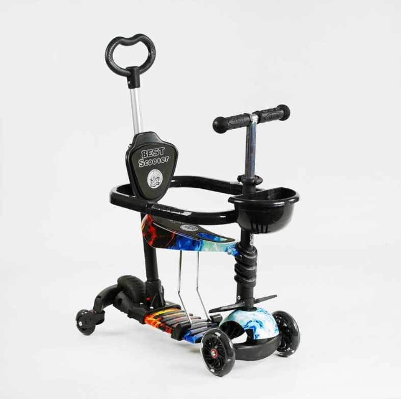 Самокат четырехколесный Best Scooter 5в1 с дополнительными колесами Черный (LS-70100)