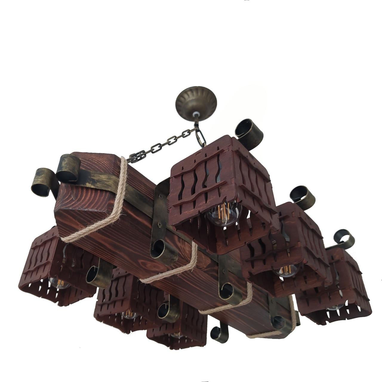 Люстра деревянная подвесная Lighthouse LPR-20108/6P Коричневый (112203)