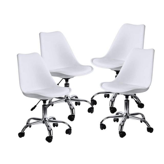 Кресло компьютерное офисное Bonro B-487 на колесах 4 шт. Белый (47000086)