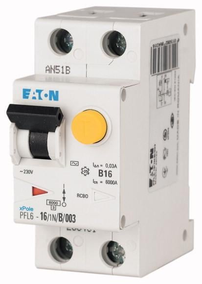Выключатель дифференциальный автоматический Eaton PFL6-16/1N/B/003 (286431)