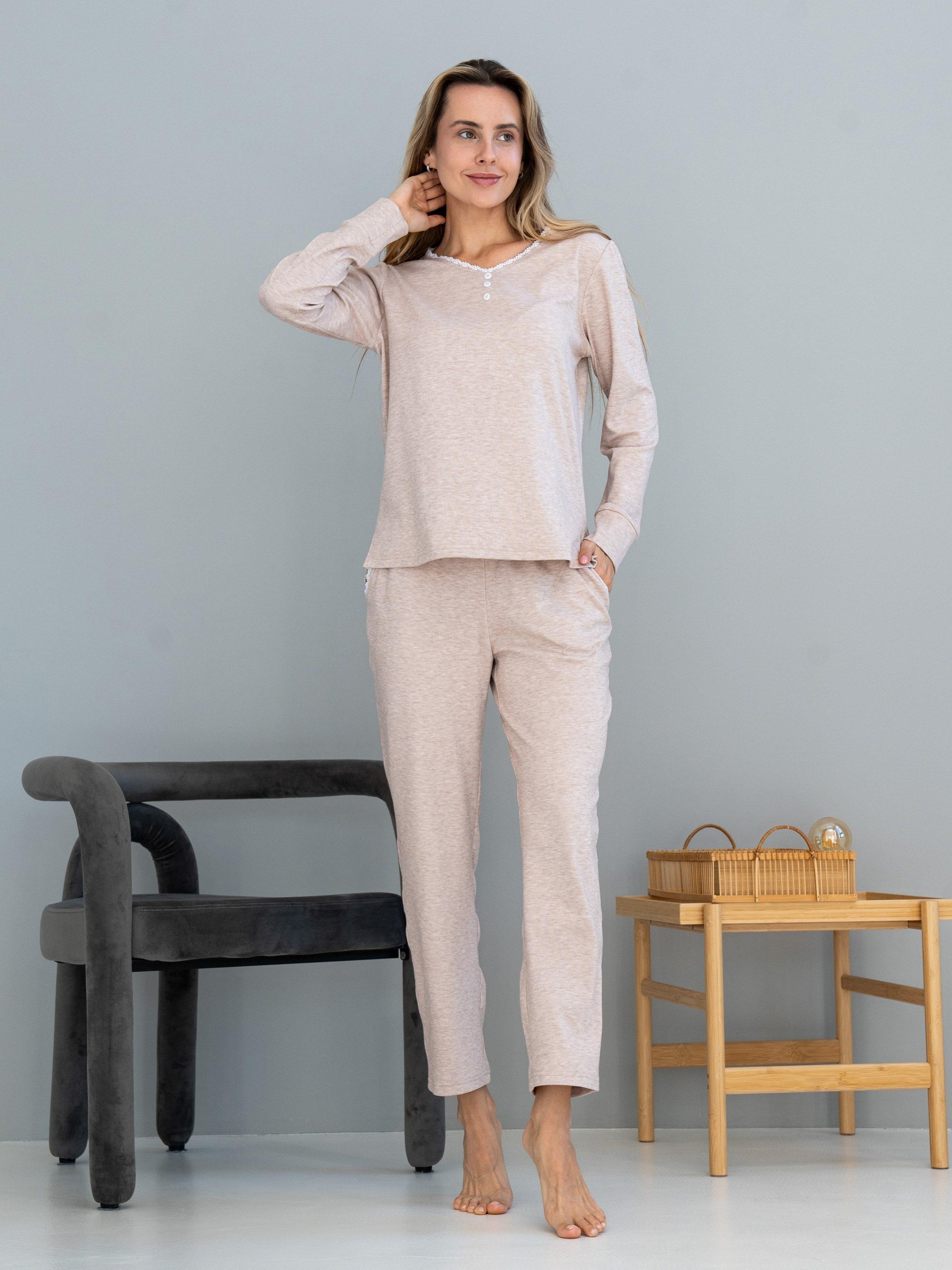 Комплект пижамный женский Nova Vega лонгслив/штаны р. 44 XS-S Пудра (102-100895) Комплект пижамный женский Nova Vega лонгслив/штаны р. 44 XS-S Пудра (102-100895)