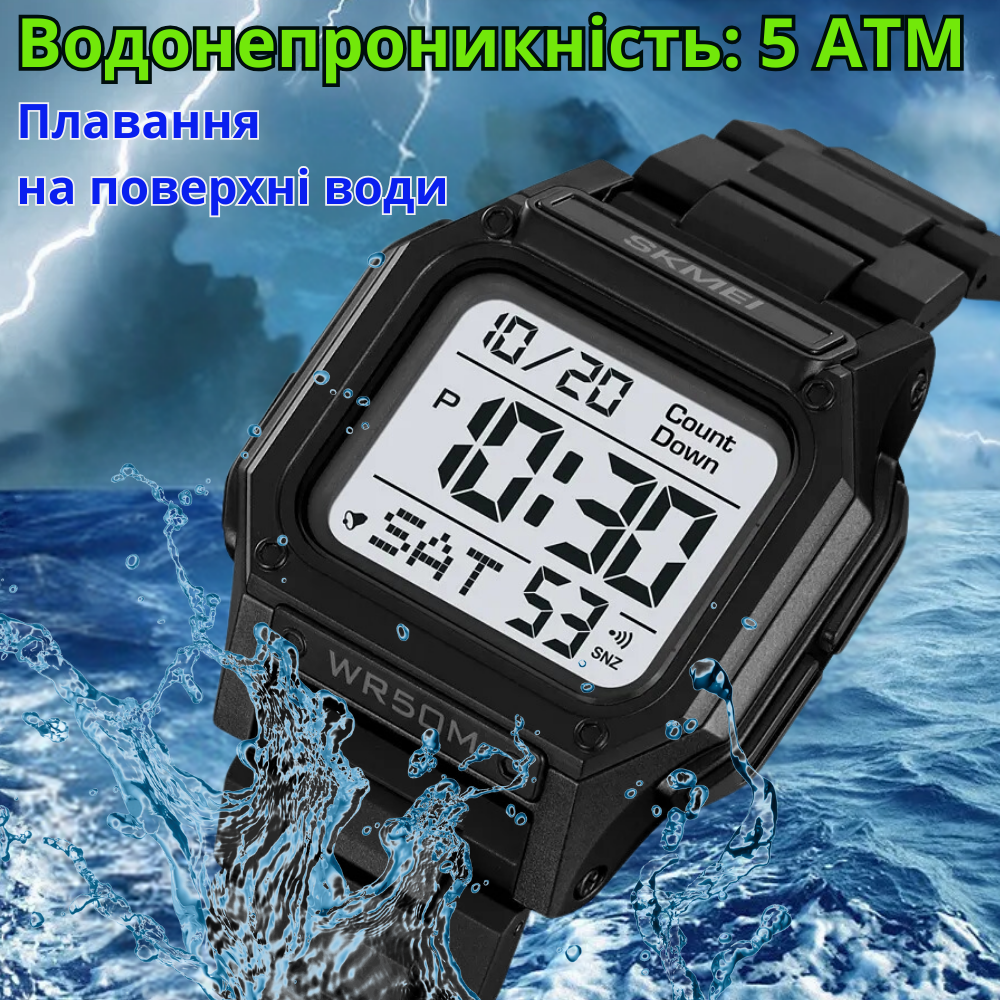 Наручний годинник чоловічий Skmei спортивний з підсвічуванням водонепроникний Чорний (2264) - фото 3 Наручний годинник чоловічий Skmei спортивний з підсвічуванням водонепроникний Чорний (2264) - фото 3