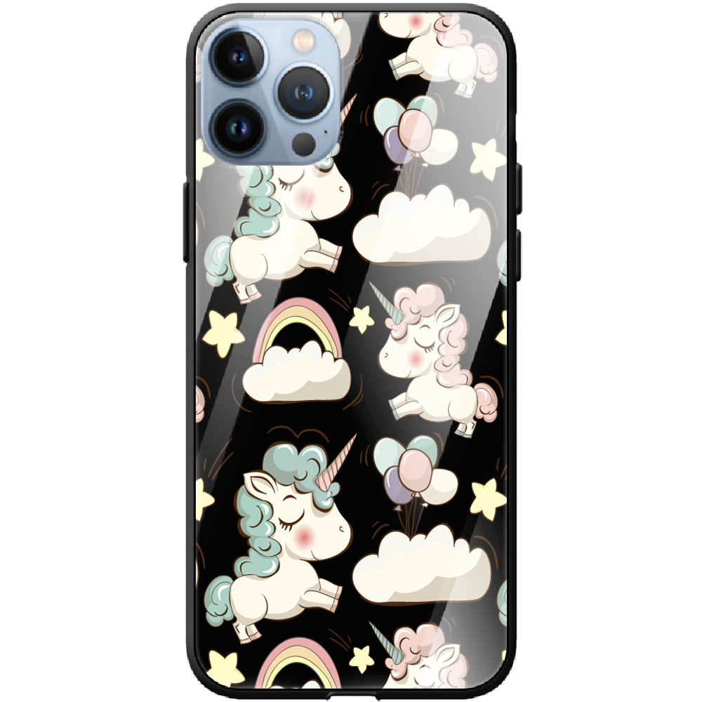 Чохол BoxFace iPhone 13 Pro Max Unicorns Чорний силікон зі склом (43360-cc2-43866)