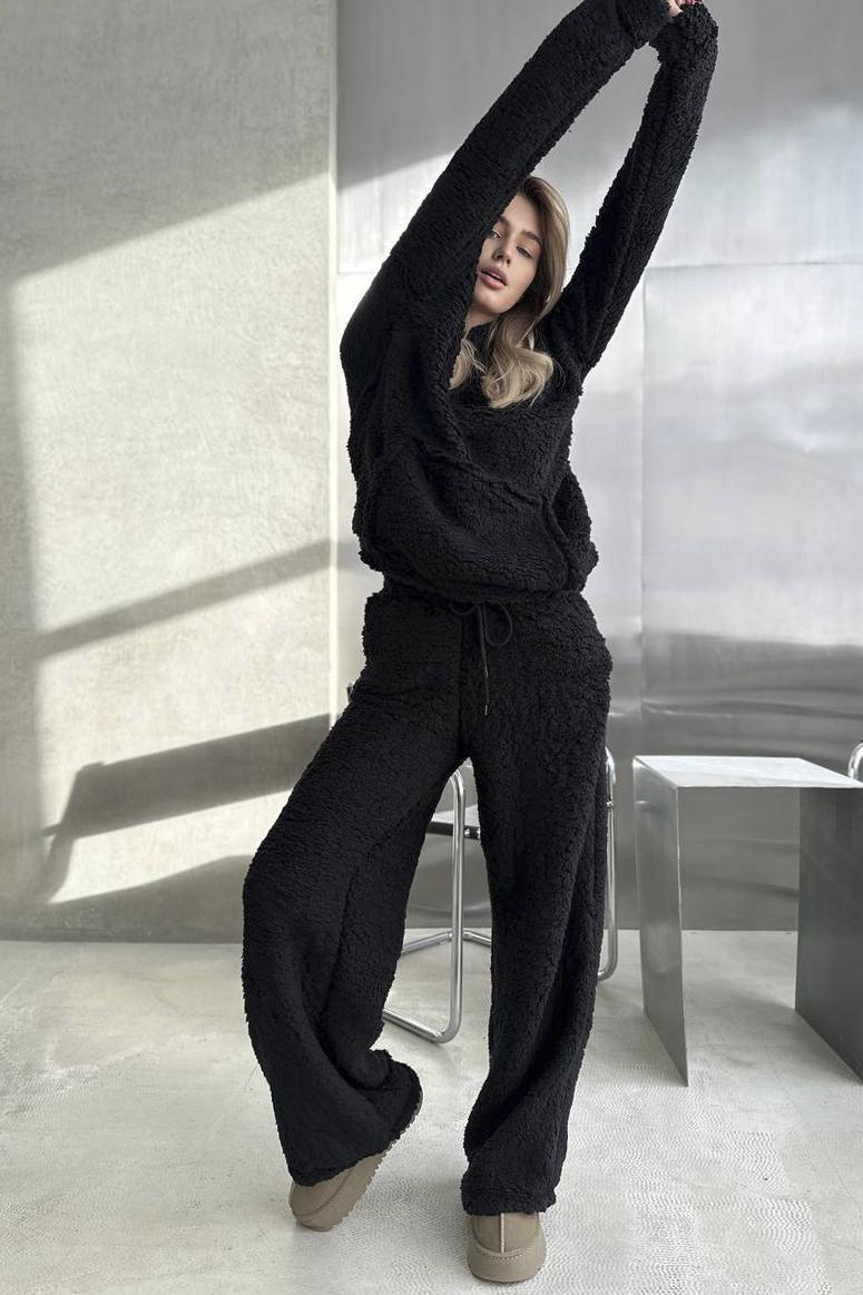 Спортивный костюм женский тедди L-2XL Черный (194809) - фото 2
