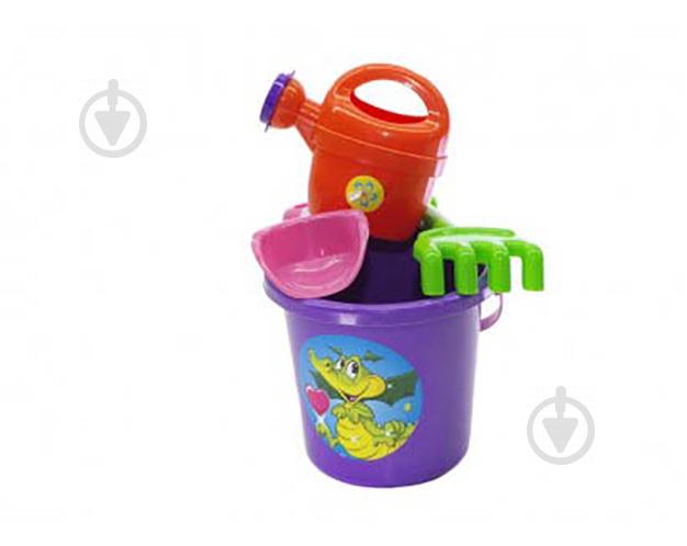 Ведерко с песочным набором и лейкой Doloni Фиолетовое (013555/4)