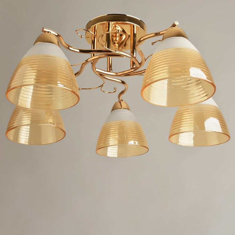 Люстра потолочная Light House SH-19577/5 FG 540х540х240 мм Золотой/Янтарный 