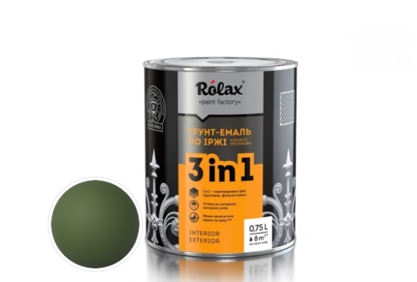 Грунт-эмаль Ролакс по ржавчине 3в1 2,0л Хаки (26409044)
