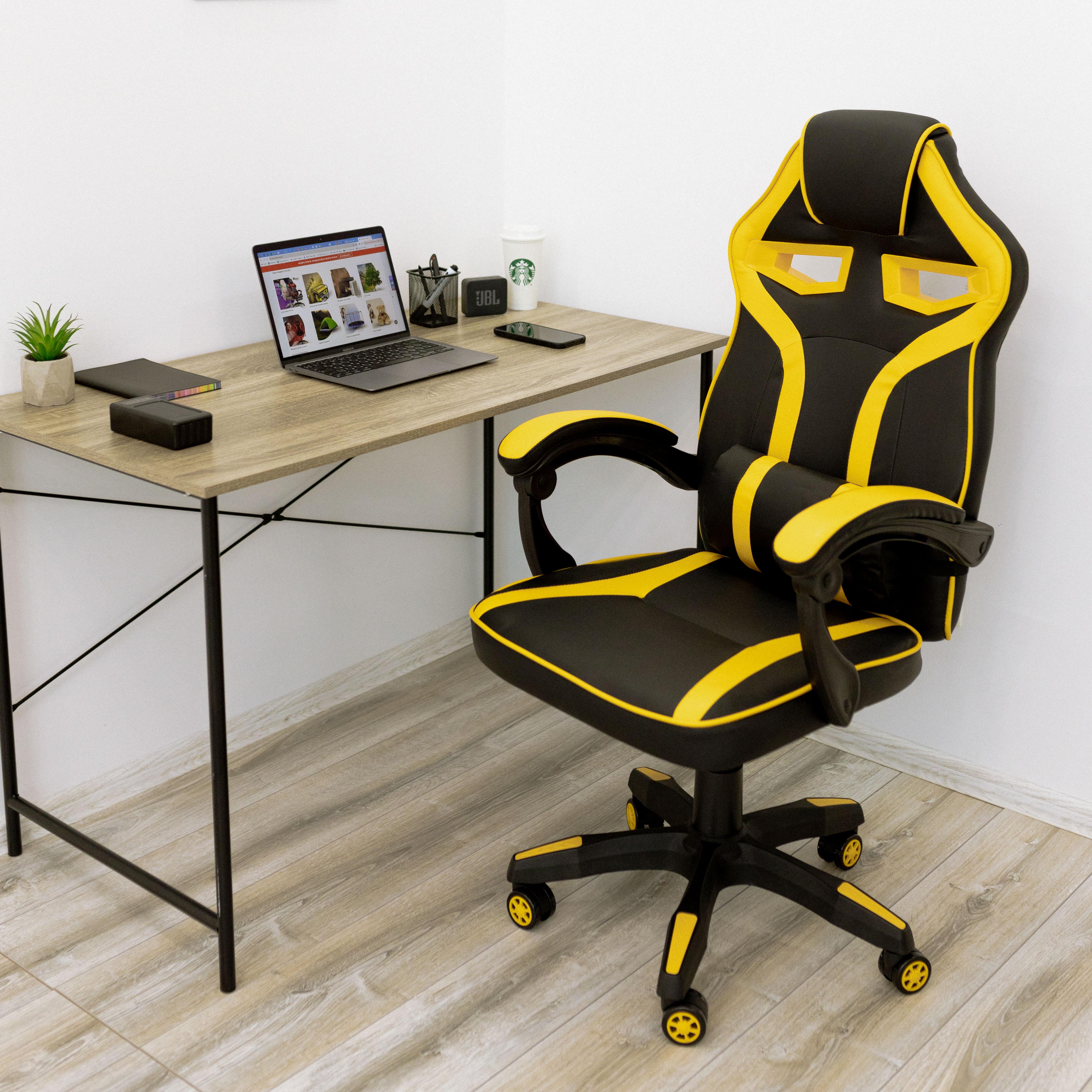 Крісло комп'ютерне геймерське 4Points NT з подушками для дома та офісу Жовтий (40015)