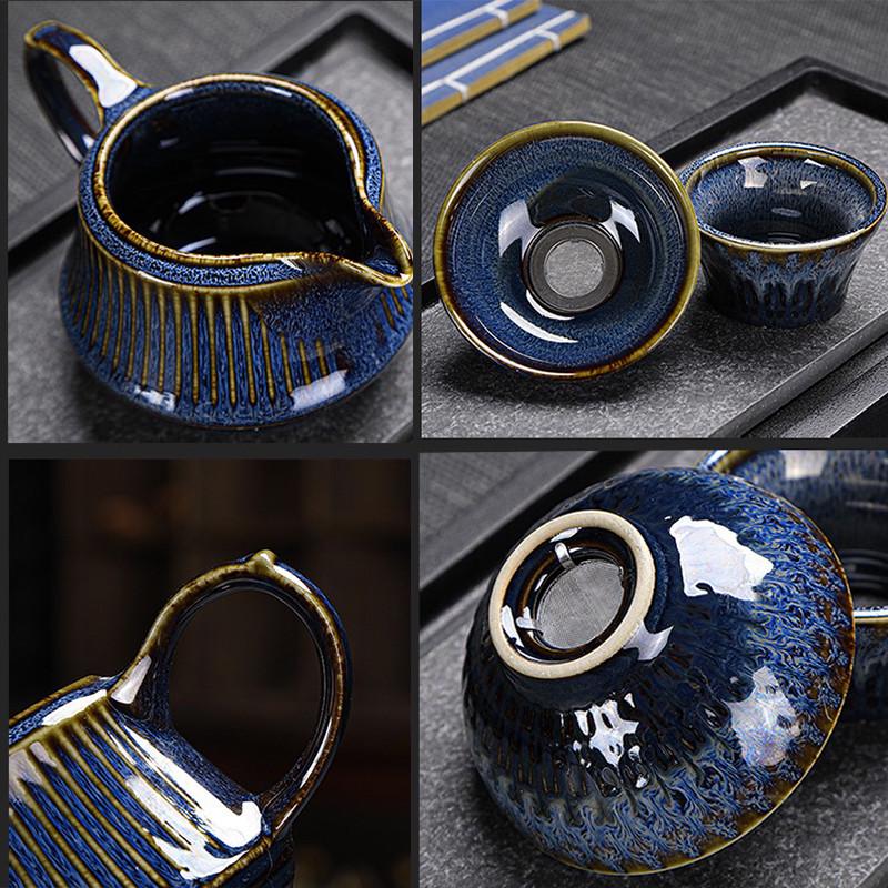 Сервиз для чайной церемонии Lesko CJTZ-447 гайвань пиалы с чайником на 6 персон Blue (2476094198) - фото 2 Сервиз для чайной церемонии Lesko CJTZ-447 гайвань пиалы с чайником на 6 персон Blue (2476094198) - фото 2