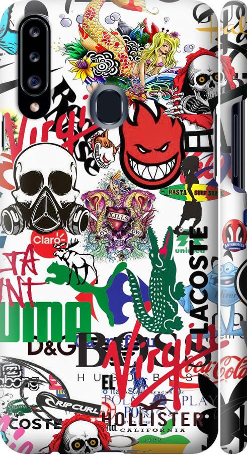 Чехол на Samsung Galaxy A20s A207F Many different logos (4022m-1775-42517)