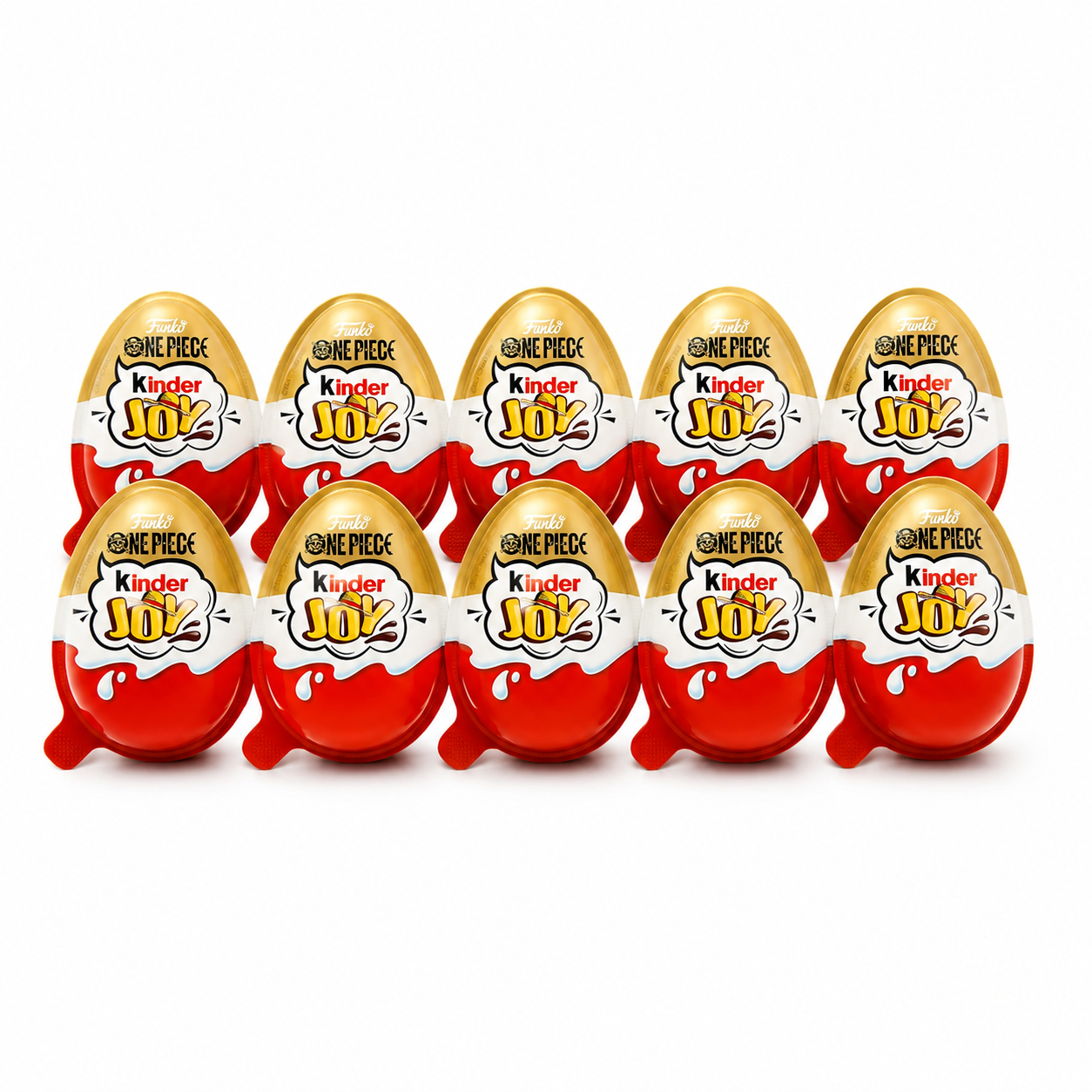 Шоколадные яйца Kinder Joy Funko One Piece с молочным и какао кремом/вафельными шариками и игрушкой-сюрпризом 10 шт.