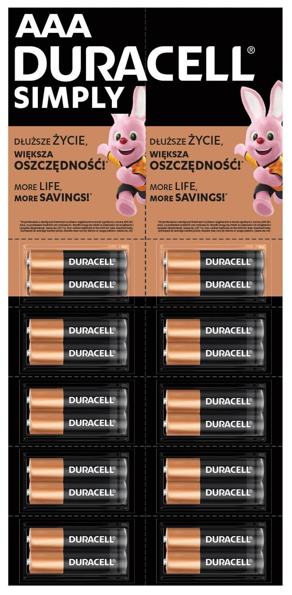 Батарейка Duracell LR03 MN2400 отрывная плакат 20 шт. (UG-5010664/5011646/5010663)