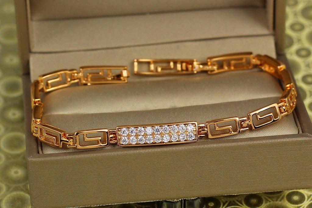 Браслет Xuping Jewelry Позиция с фианитовой пластиной 19 см х 6 мм Золотистый (1995777615)
