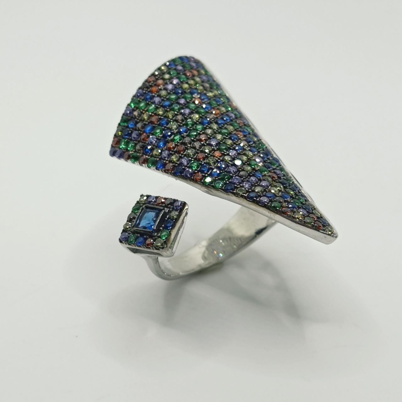 Кольцо серебро регата цвеные камни микс 925° 7,03 г р. 18,5 (1972р)