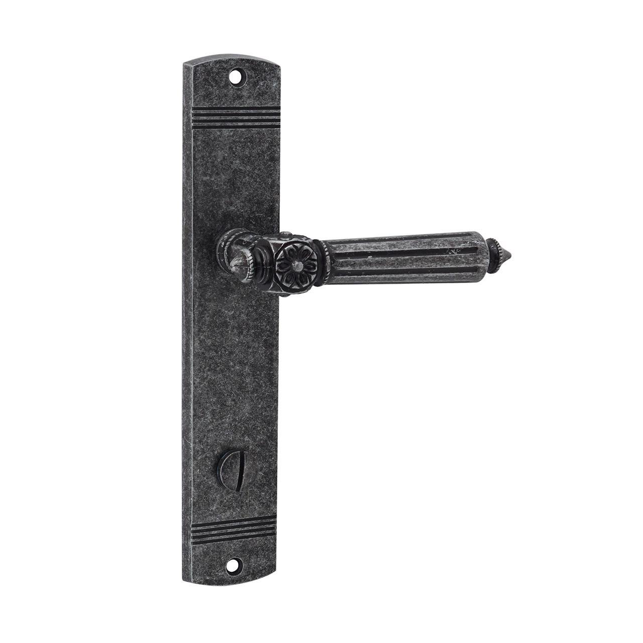 Дверная ручка межкомнатная Siba RIMINI WC на планке 96 мм Античное серебро матовое (Е13 5 84 84 (96))