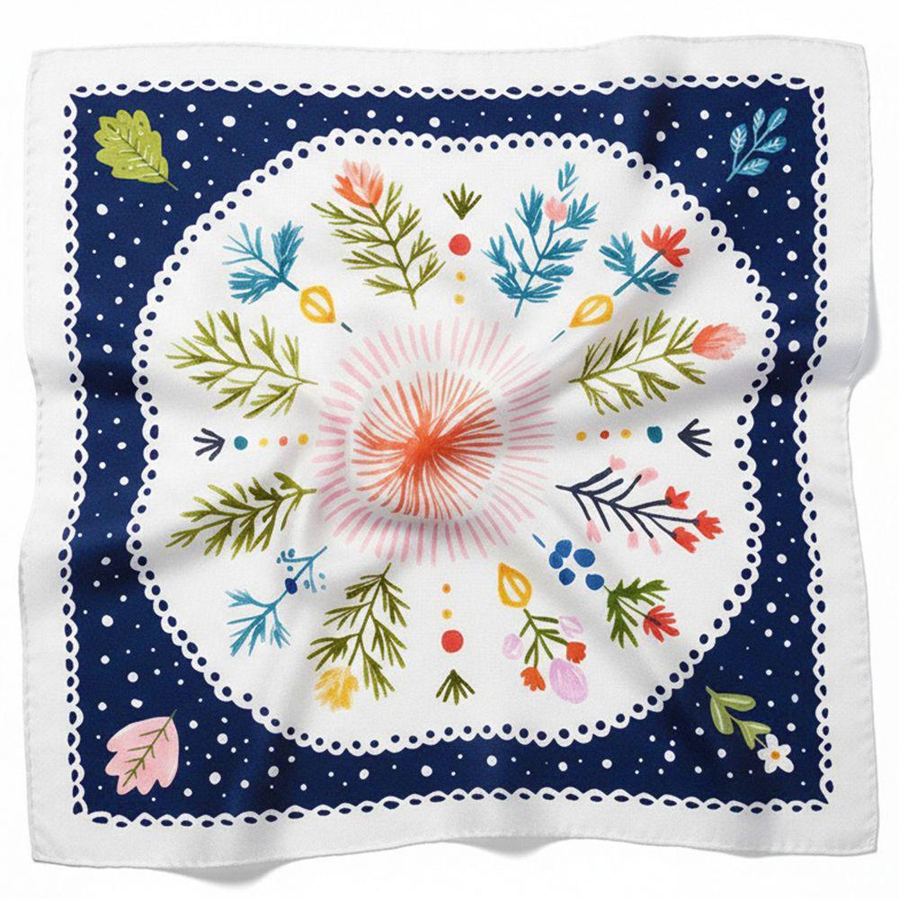 Платок шелковый Presentville Армани с принтом Гармония красоты 68х68 см (HUST_26NY004)