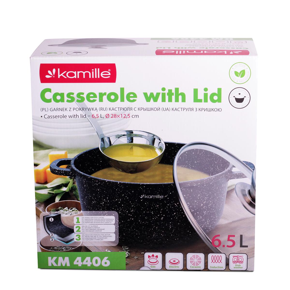 Кастрюля со стеклянной крышкой Kamille KM-4406 алюминиевая литая с антипригарным покрытием 6,5 л Черный (124-84-4406) - фото 7 Кастрюля со стеклянной крышкой Kamille KM-4406 алюминиевая литая с антипригарным покрытием 6,5 л Черный (124-84-4406) - фото 7