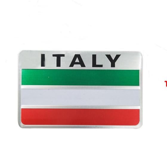Эмблема алюминиевая флаг Италии с надписью Italy 8х5 см. (1260545517)